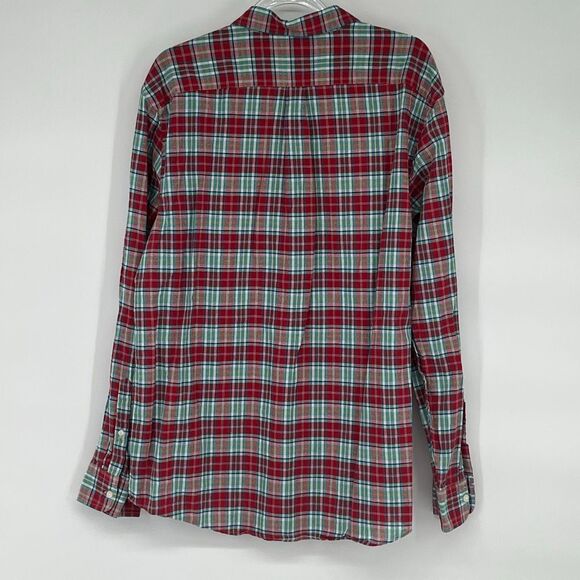 GAP Men’s Button Down Shirt XL Red Green Plaid Long Sleeve Classic Fit Holiday - Picture 8 of 10